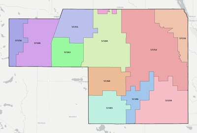 Grant County SD ZIP code boundaries map