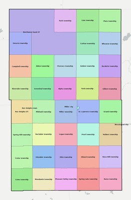 Hand County SD townships and subdivisions map