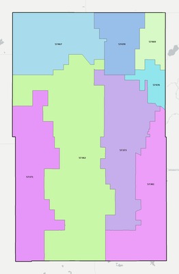 Hand County SD ZIP code boundaries map
