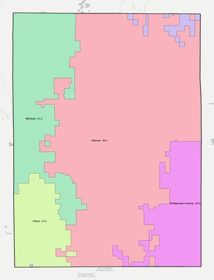Hanson County SD school district boundaries map