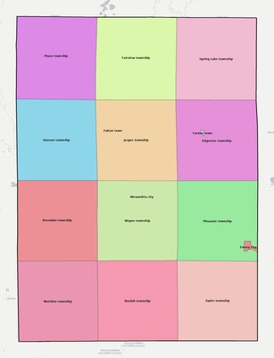 Hanson County SD townships and subdivisions map