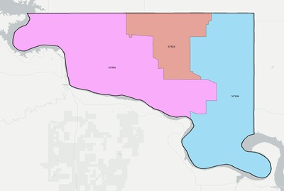 Hughes County SD ZIP code boundaries map