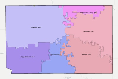 Hutchinson County SD school district boundaries map
