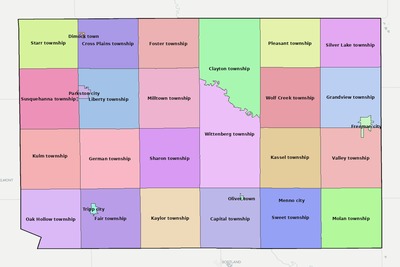 Hutchinson County SD townships and subdivisions map