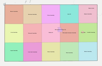 Jerauld County SD townships and subdivisions map