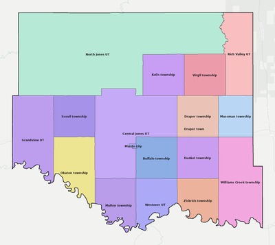 Jones County SD townships and subdivisions map
