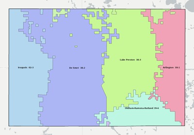Kingsbury County SD school district boundaries map