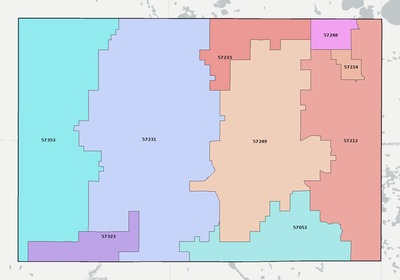 Kingsbury County SD ZIP code boundaries map