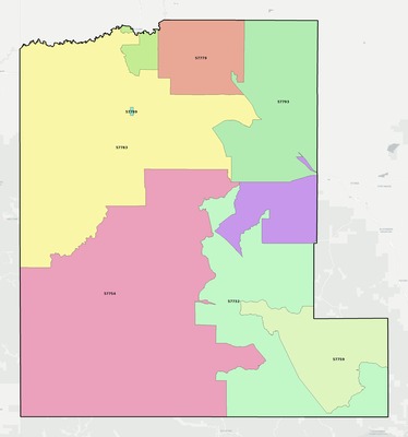 Lawrence County SD ZIP code boundaries map