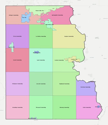 Lincoln County SD townships and subdivisions map