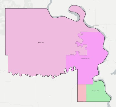Lyman County SD school district boundaries map