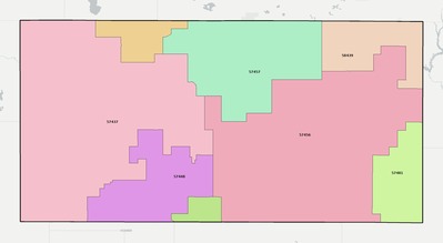 McPherson County SD ZIP code boundaries map