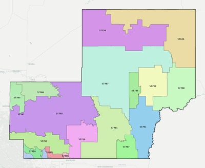 Meade County SD ZIP code boundaries map