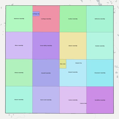 Miner County SD townships and subdivisions map