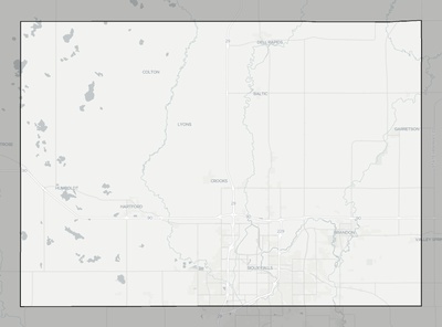 Minnehaha County SD county basemap context