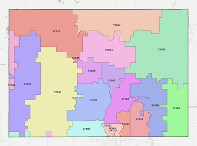 Minnehaha County SD ZIP code map preview