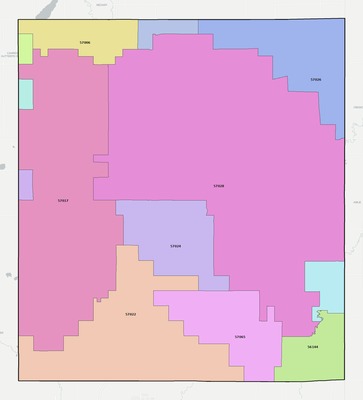 Moody County SD ZIP code boundaries map