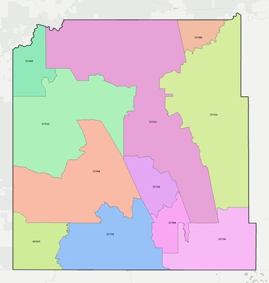 Oglala Lakota County SD ZIP code boundaries map
