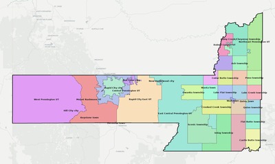 Pennington County SD townships and subdivisions map