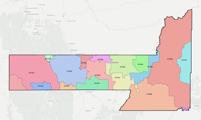 Pennington County SD ZIP code boundaries map