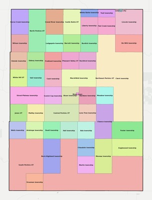 Perkins County SD townships and subdivisions map