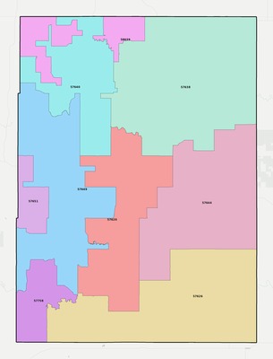 Perkins County SD ZIP code boundaries map
