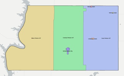 Potter County SD townships and subdivisions map