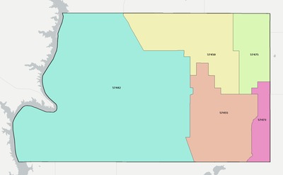 Potter County SD ZIP code boundaries map