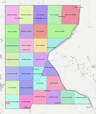 Roberts County SD townships and subdivisions map