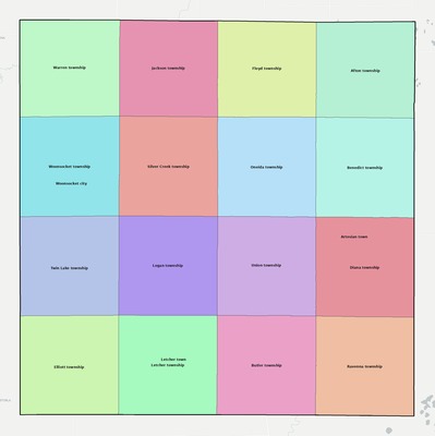 Sanborn County SD townships and subdivisions map