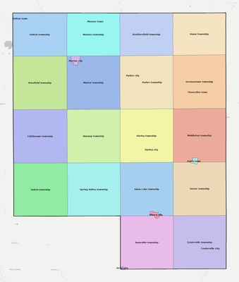 Turner County SD townships and subdivisions map