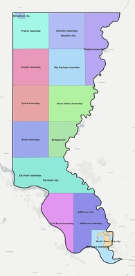 Union County SD townships and subdivisions map