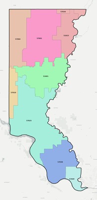 Union County SD ZIP code boundaries map
