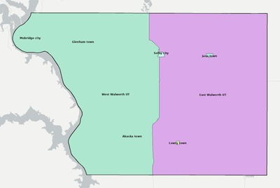 Walworth County SD townships and subdivisions map