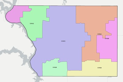 Walworth County SD ZIP code boundaries map