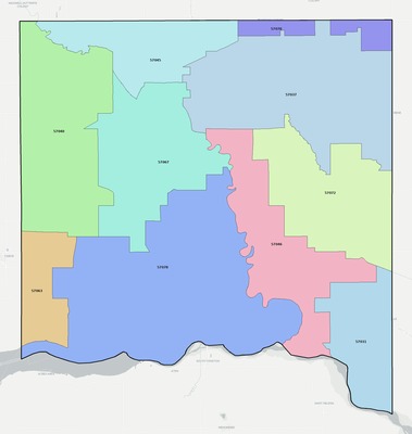 Yankton County SD ZIP code boundaries map