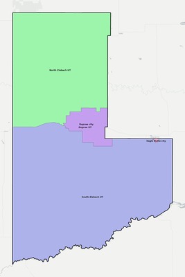 Ziebach County SD townships and subdivisions map