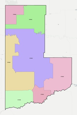 Ziebach County SD ZIP code boundaries map