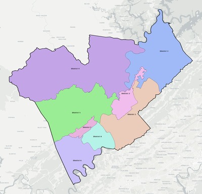 Anderson County TN townships and subdivisions map