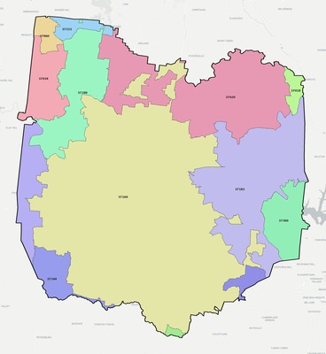 Bedford County TN ZIP code boundaries map