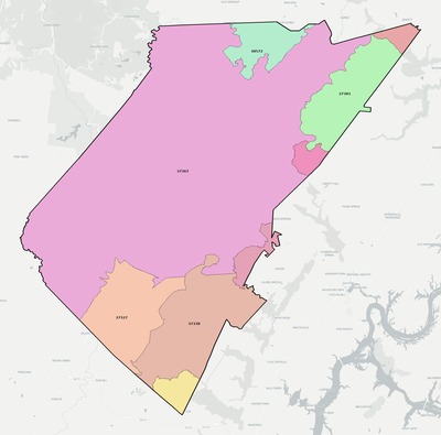 Bledsoe County TN ZIP code boundaries map