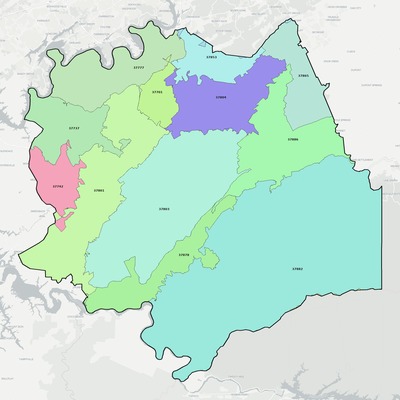 Blount County TN ZIP code boundaries map