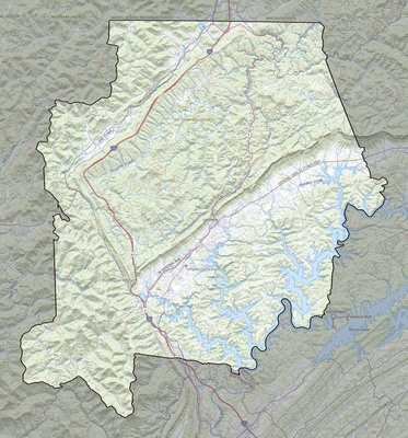 Campbell County TN USGS topo map
