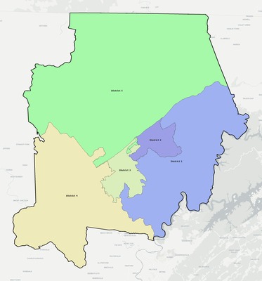 Campbell County TN townships and subdivisions map