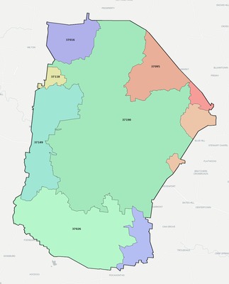 Cannon County TN ZIP code boundaries map