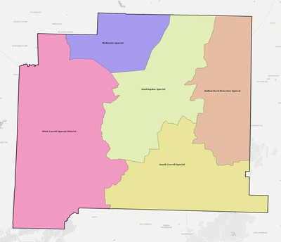 Carroll County TN school district boundaries map