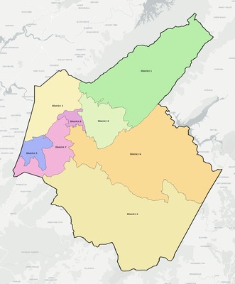 Carter County TN townships and subdivisions map