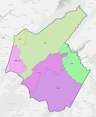 Carter County TN ZIP code boundaries map