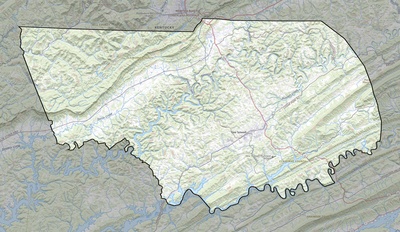 Claiborne County TN USGS topo map