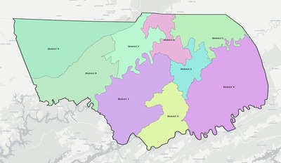 Claiborne County TN townships and subdivisions map